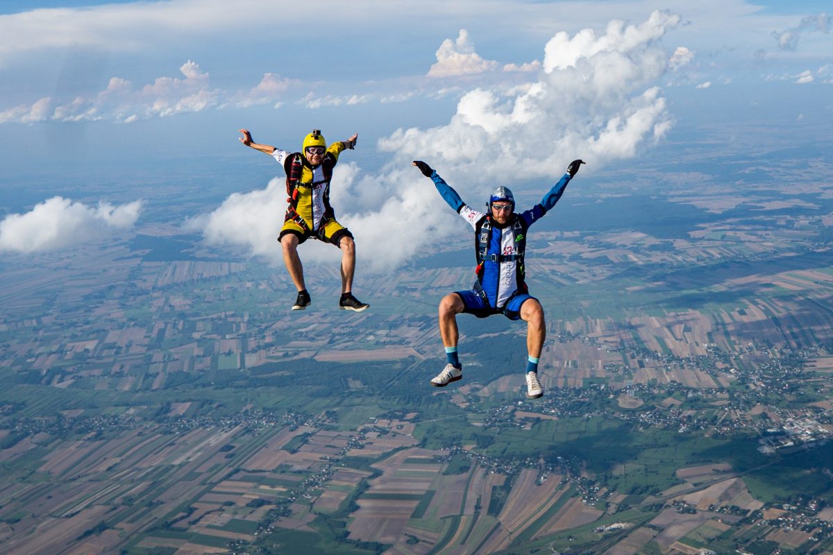 Two people skydiving, another extreme sport at Grand Bend