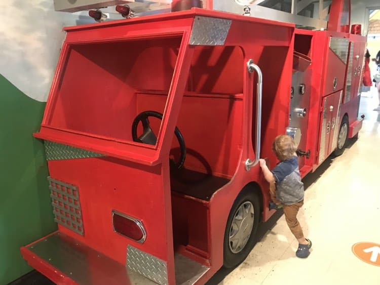 Fire truck display at the London Children's Museum, a top indoor activity in London Ontario that our son enjoys!